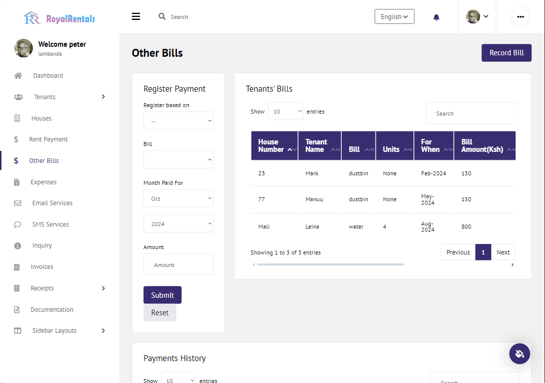 Billing and Rent Management